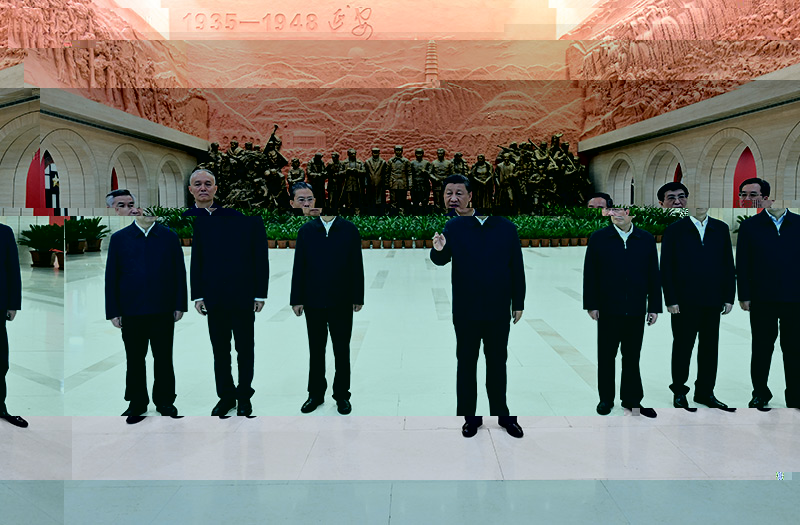 2022年10月27日,中共中央總書記、國家主席、中央軍委主席習近平帶領中共中央政治局常委李強、趙樂際、王滬甯、蔡奇、丁薛祥、李希,瞻仰延安革命紀念地。這是習近平在延安革命紀念館參觀《偉大曆程——中共中央在延安十三年曆史陳列》結束時發表重要講話。